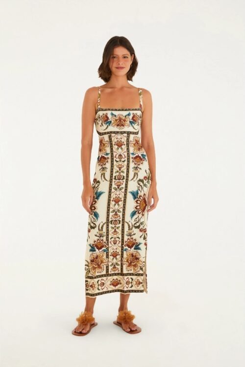 Vestido midi jardim majestoso