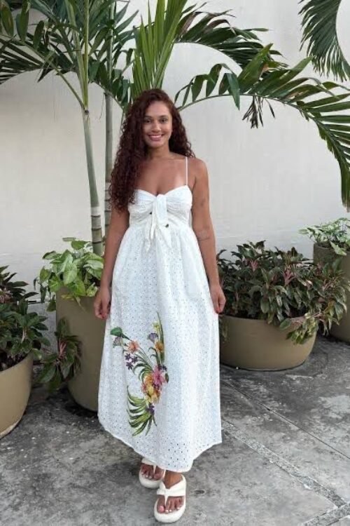 Vestido laise pássaro