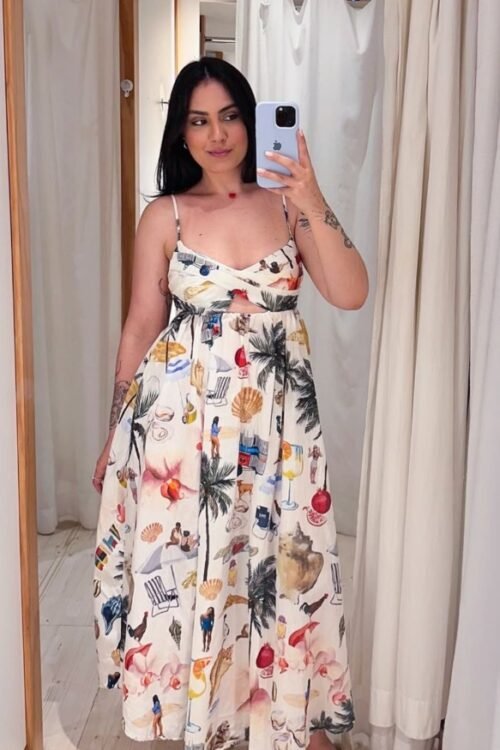 Vestido Longo colagem carioca