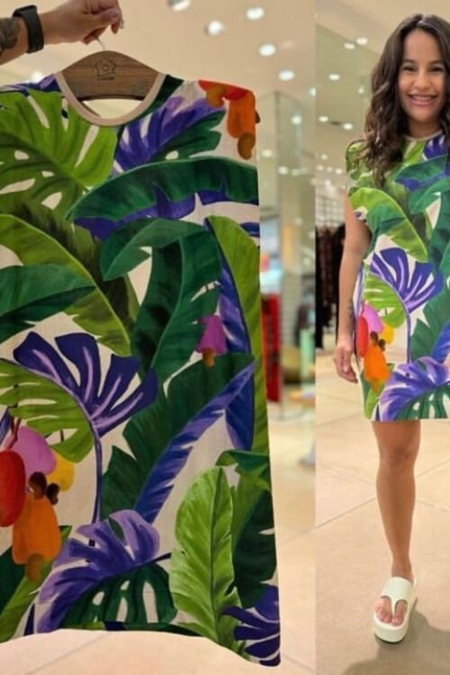 Vestido ombreira floresta