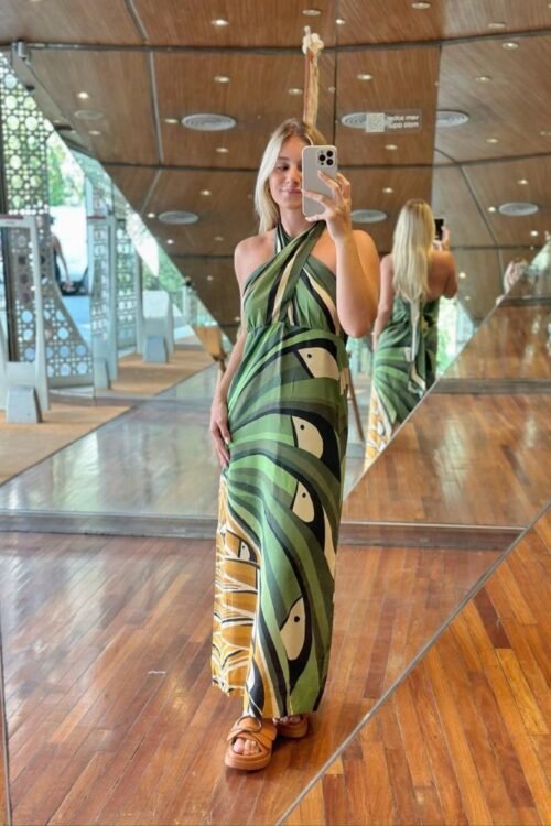 Vestido transpassado árvore tucano