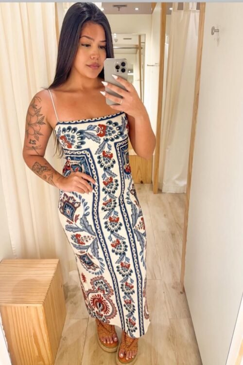 Vestido mídi lenço Náutico