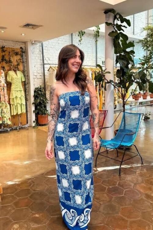 Vestido sem alça jogo do mar