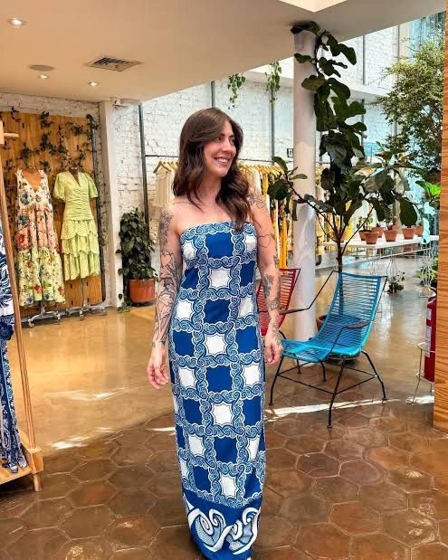 Vestido sem alça jogo do mar