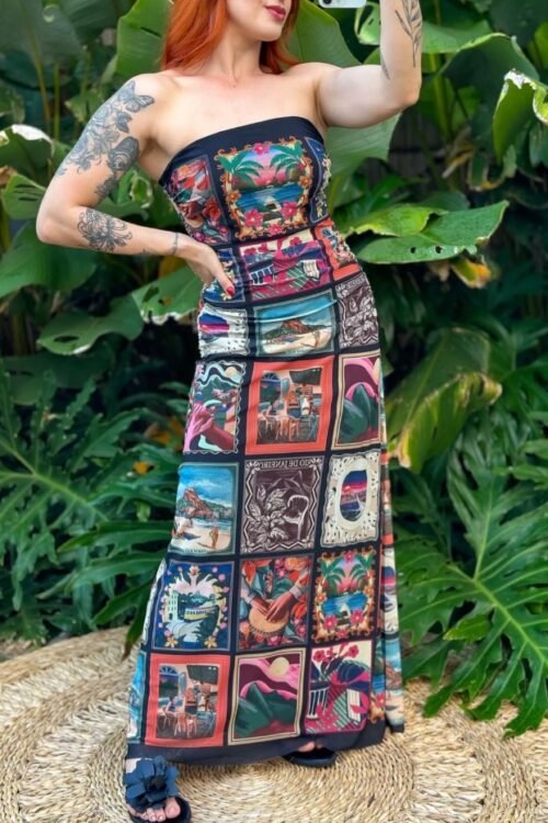 Vestido tule lenços